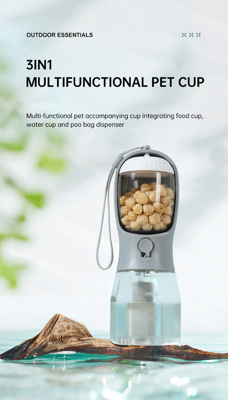 3 In 1 Travel Portable Dog Feeder - Pet Water Dispenser Bottle