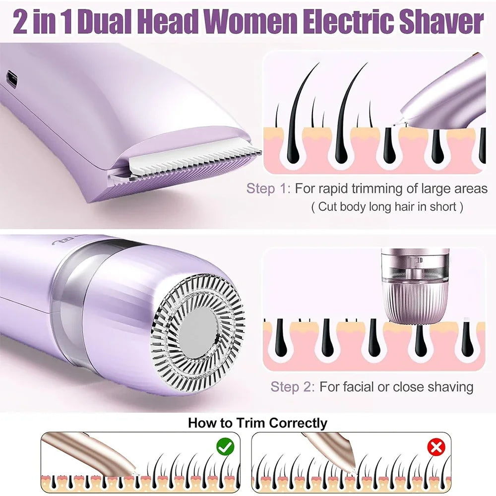 2-in-1 Women Electric Bikini Trimmer Dual Head