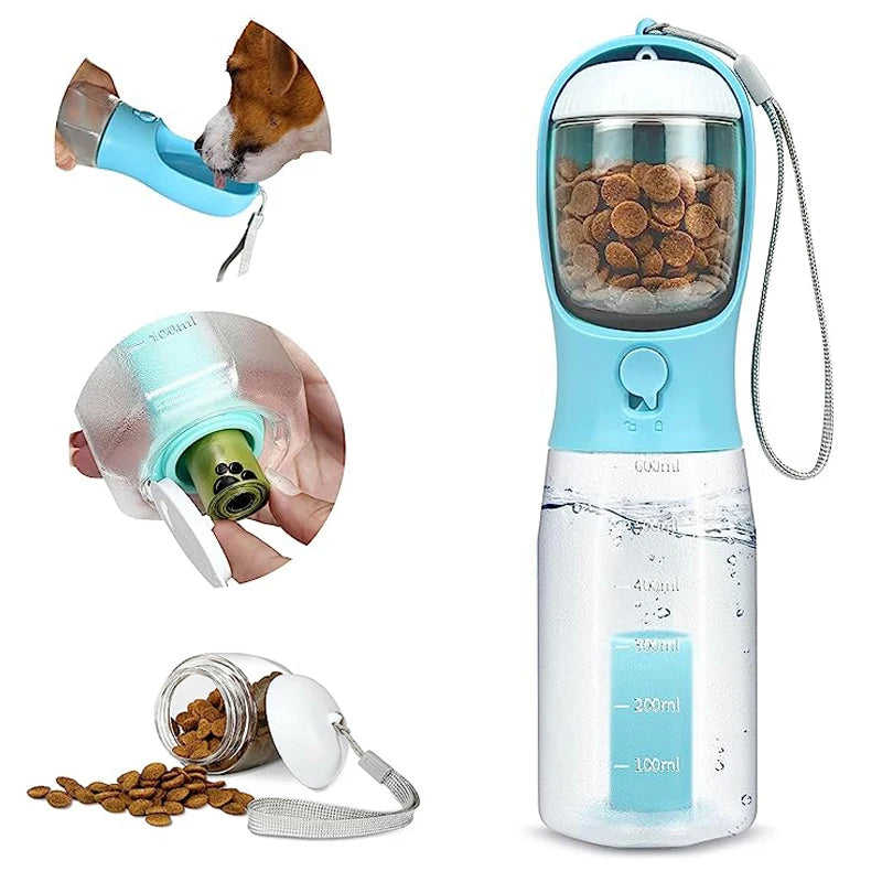 3 In 1 Travel Portable Dog Feeder - Pet Water Dispenser Bottle