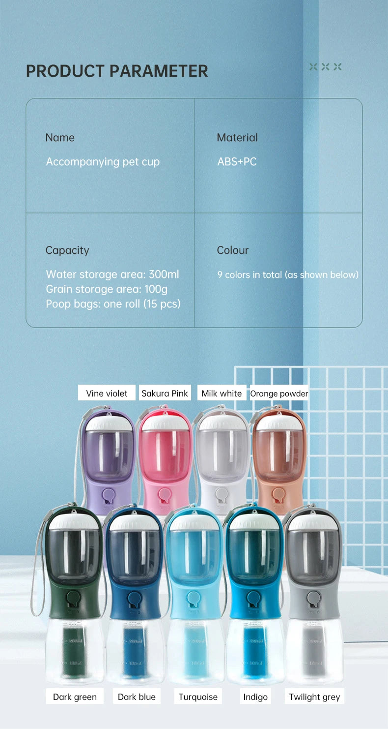 3 In 1 Travel Portable Dog Feeder - Pet Water Dispenser Bottle