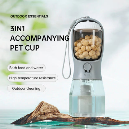 3 In 1 Travel Portable Dog Feeder - Pet Water Dispenser Bottle