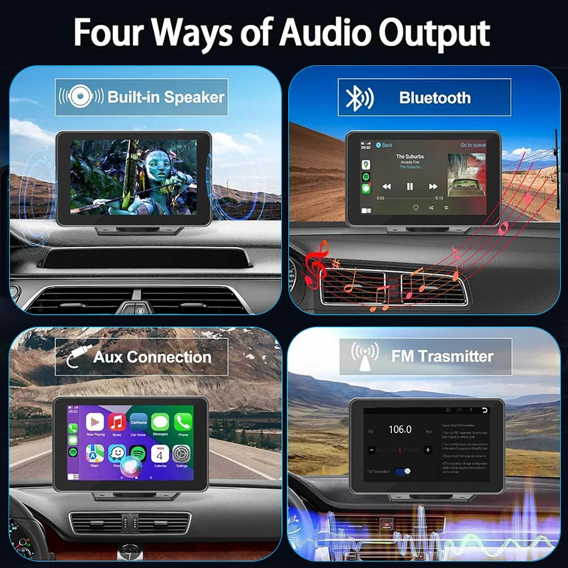 Zepolde | 7-Inch HD Touchscreen Portable Car Display - Wireless CarPlay & Android Auto