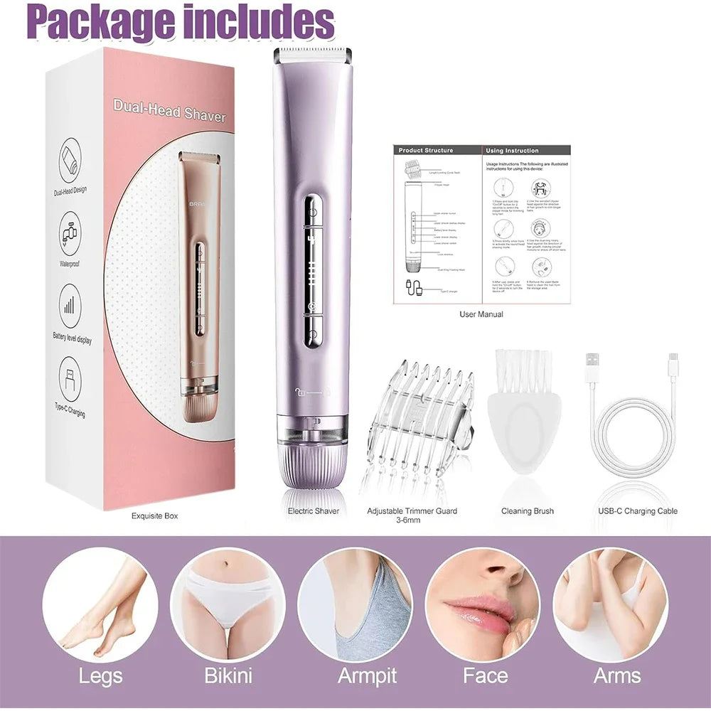 2-in-1 Women Electric Bikini Trimmer Dual Head